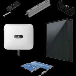 6,88 kWp Solcellepakke 16 paneler til fladt tag øst-vest vendt m/6kW hybrid inverter