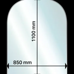 Aduro glas gulvplade halvrunde 6x1100x850 mm