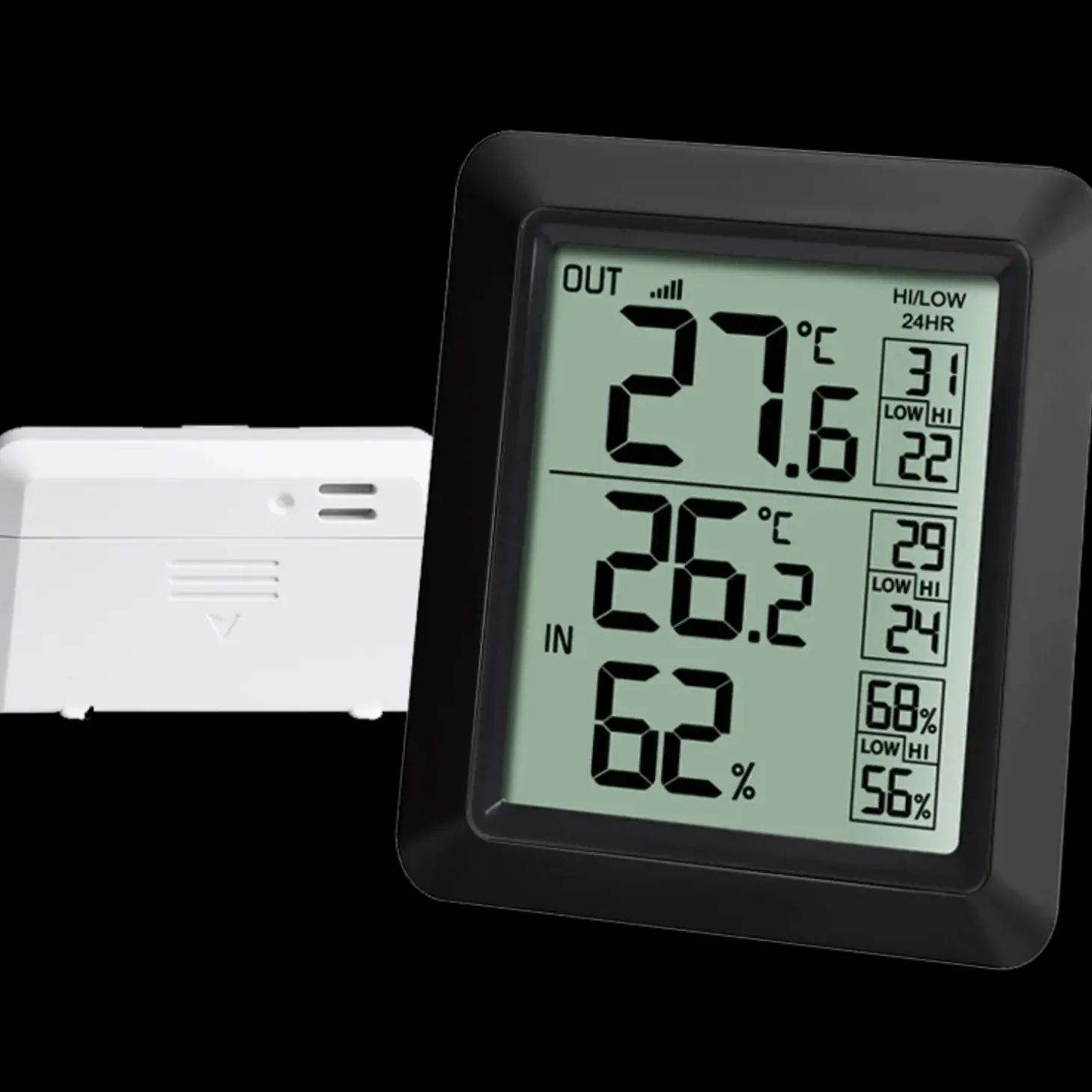 Agimex vejrstation, inde- og udetemperatur og fugtighed