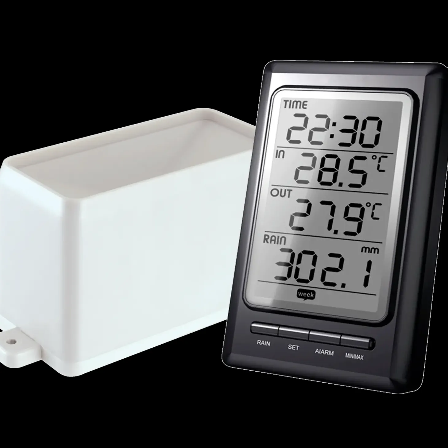 Agimex vejrstation, inde- udetemperatur, regnmåler