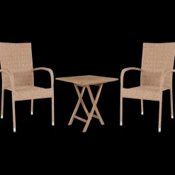 Alba/Nordsø cafésæt med bord og 2 stole teak/natur