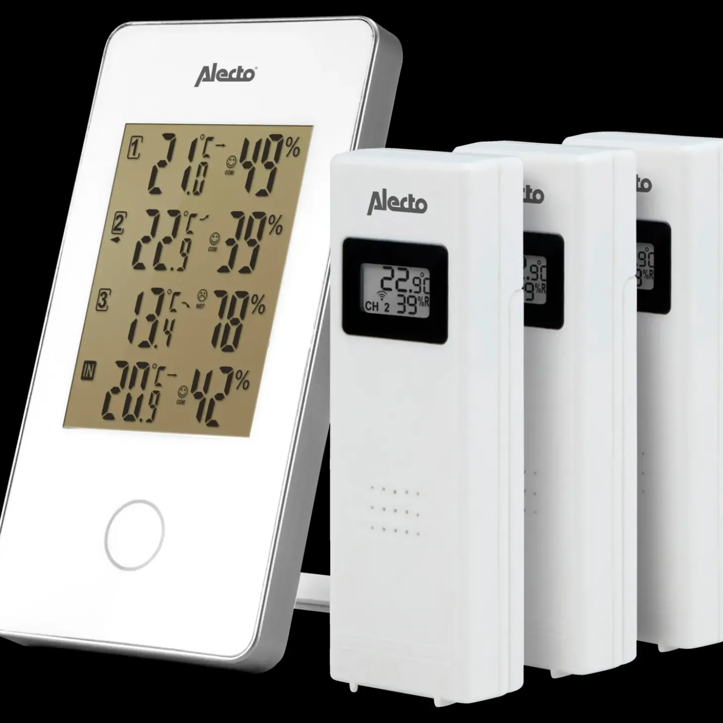 Alecto WS-1330 vejrstation med 3 sensorer hvid
