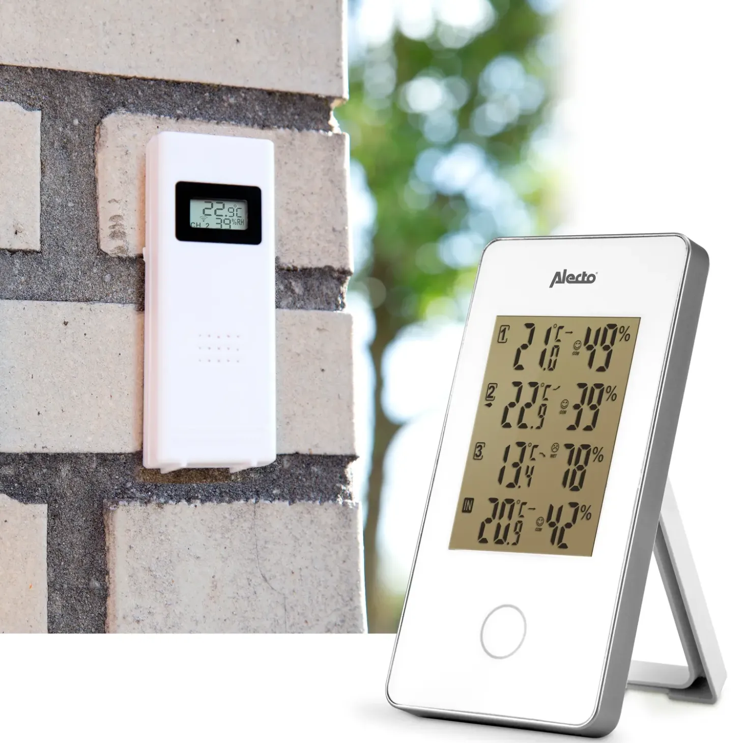 Alecto WS-1330 vejrstation med 3 sensorer hvid