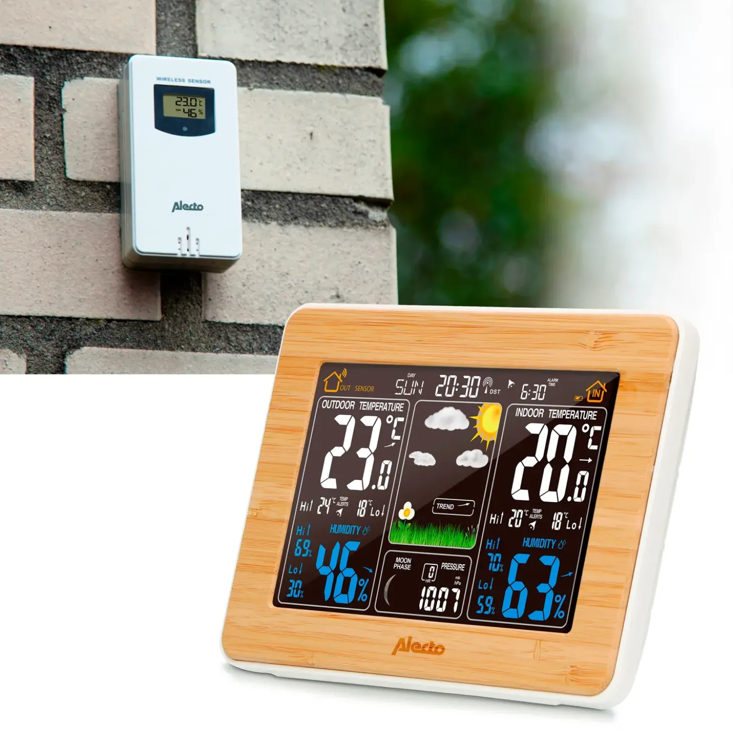 Alecto WS-150 vejrstation med trådløs sensor bambus