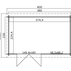Amira 230 hytte med dobbeltdør og vindue, 8,4 m²