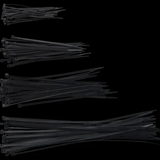 Ass. kabelstrips sort 100 stk.