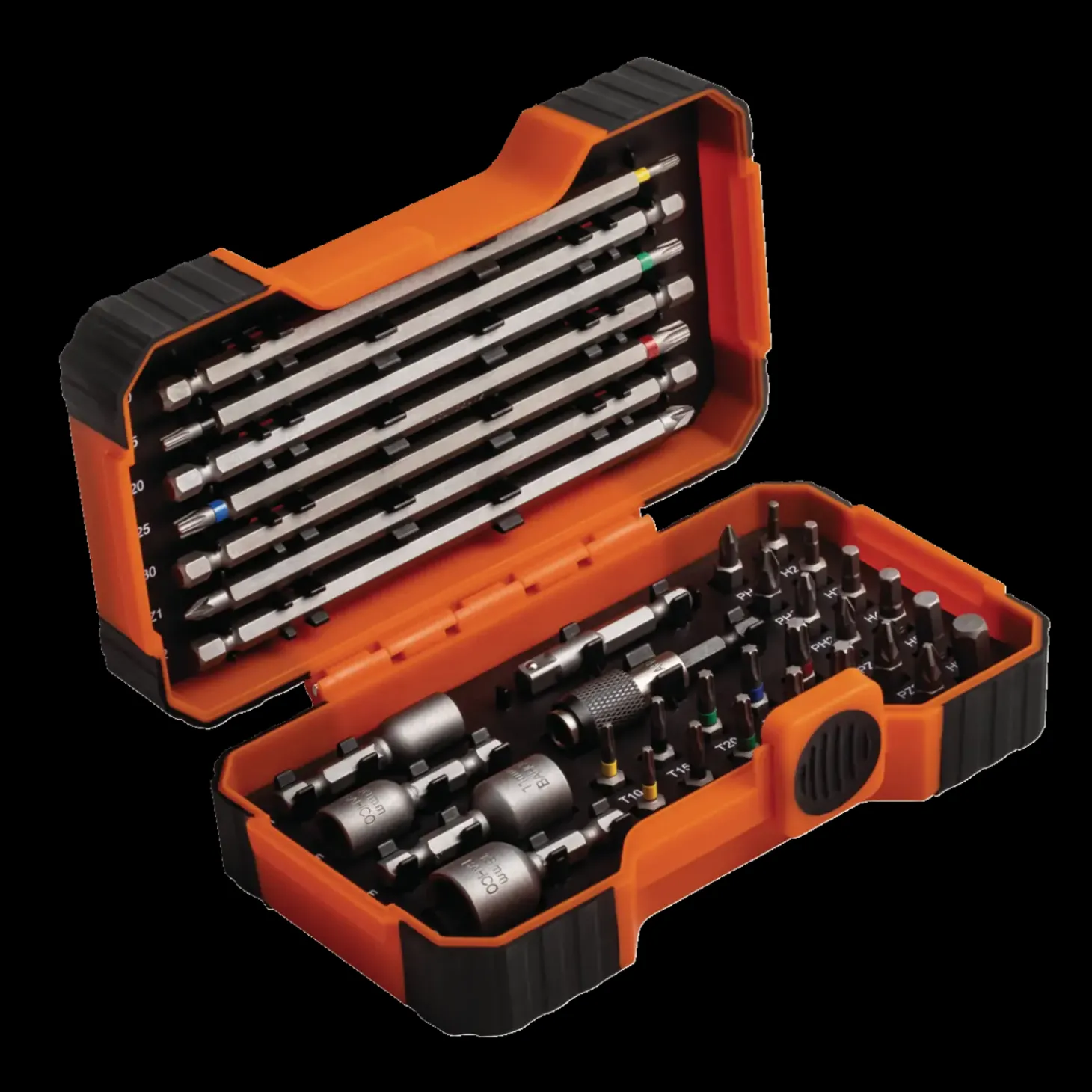 Bahco bitssæt 1/4" med farvering 35 dele