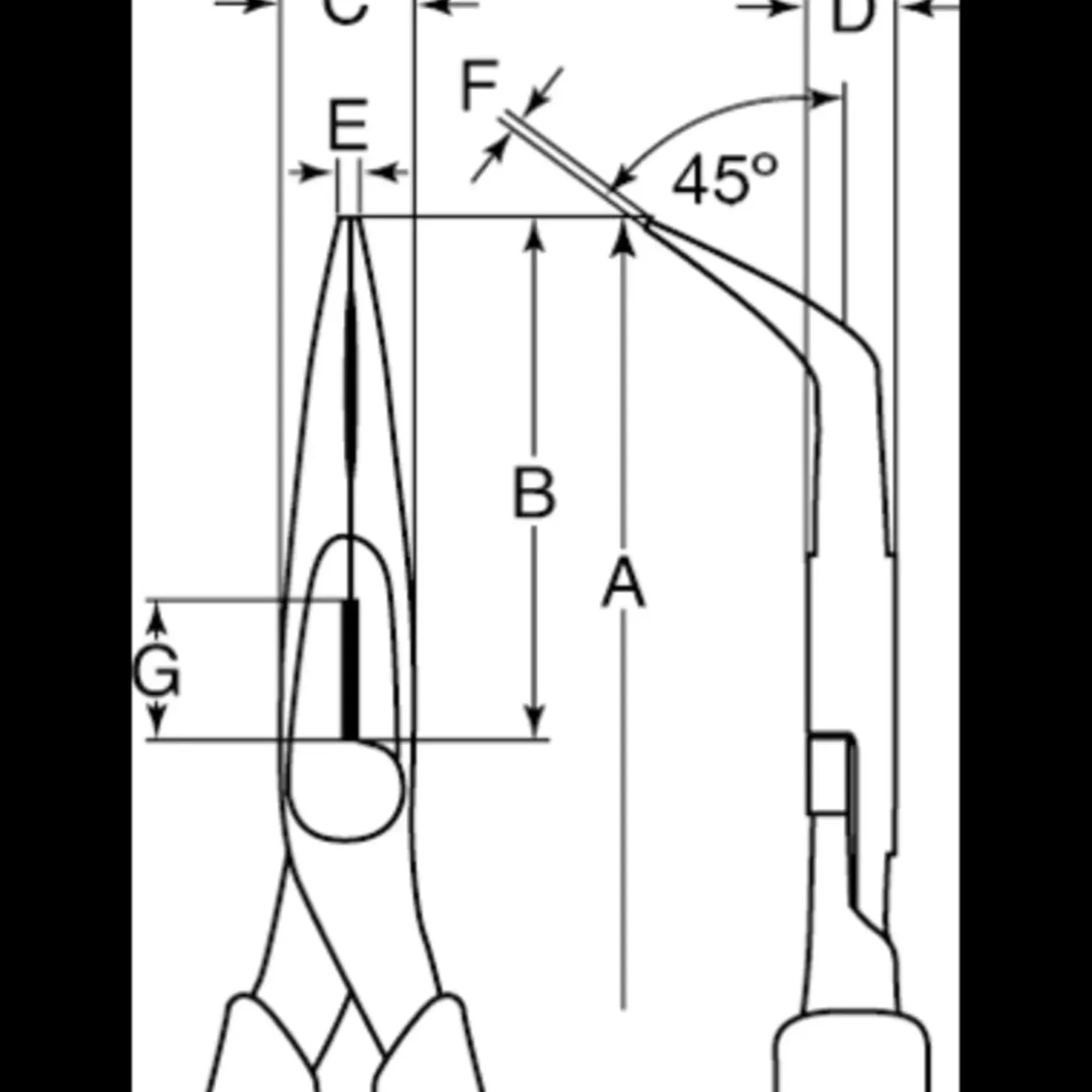 Bahco ergo spidstang bukket spids 45° 160 mm