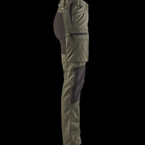Blåklæder dame service bukser med stretch army grøn/sort str. C42