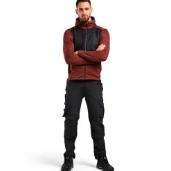 Blåklæder hættetrøje Full Zip brændt rød/sort str. 2XL