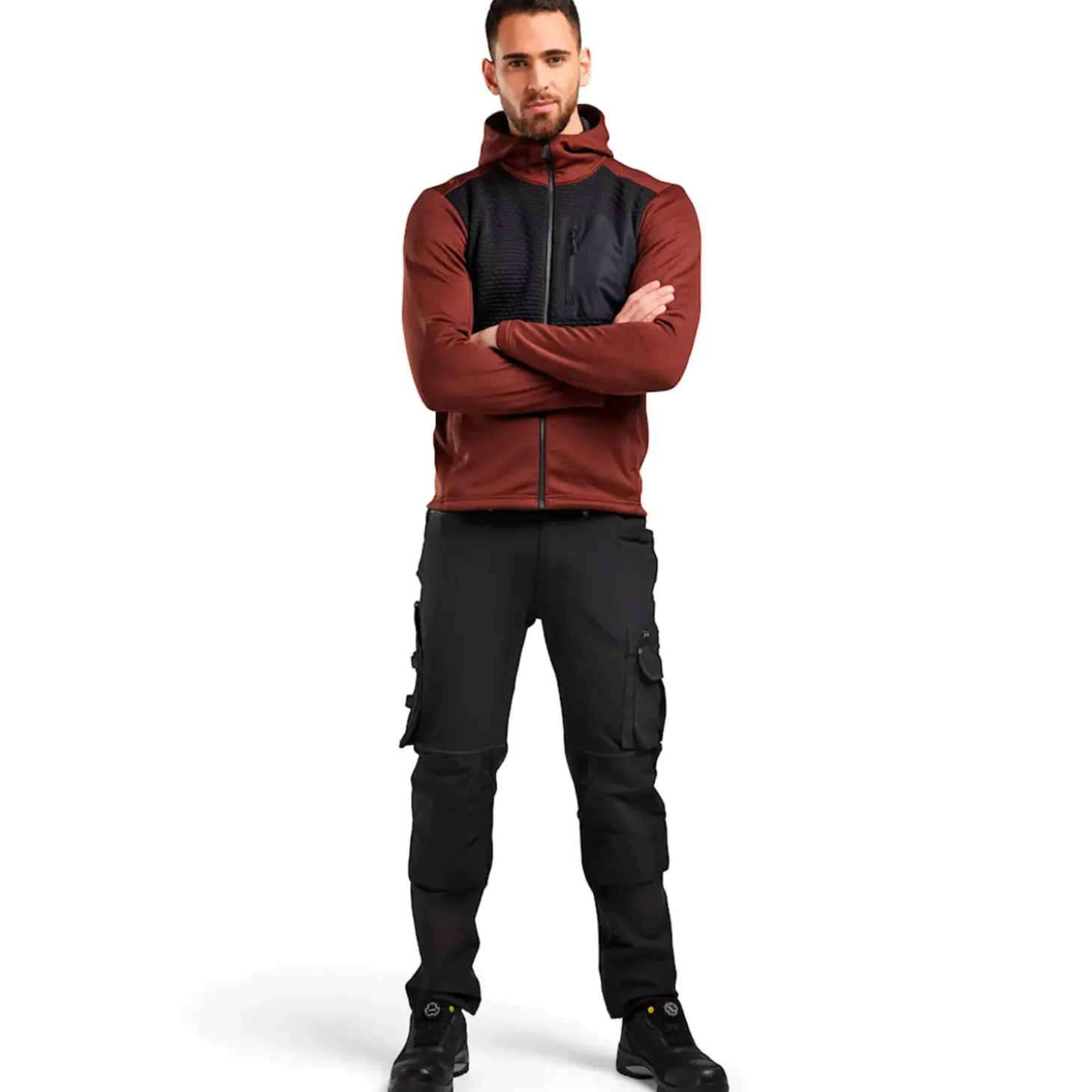 Blåklæder hættetrøje Full Zip brændt rød/sort str. 2XL