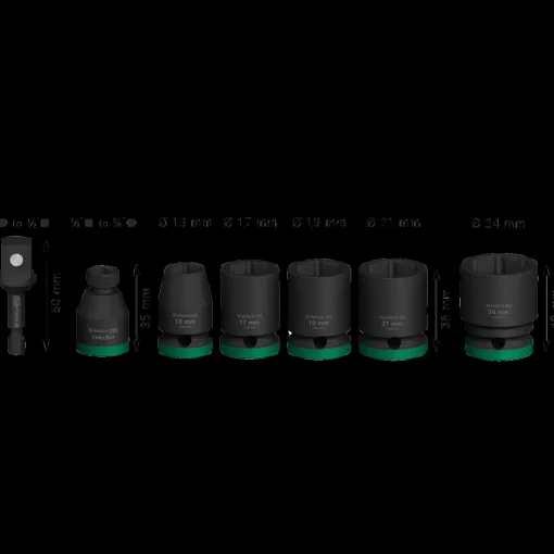 Bosch PRO Impact Socket Set med adapter, 1/2", standard, 7 stk.