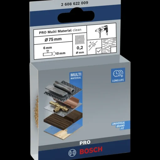 Bosch PRO Multi Material clean skivestålbørste, lige skaft, 75x0,2 mm