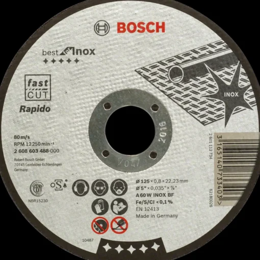 Bosch PRO Stainless Steel and Metal limet skæreskive i rustfrit stål og metal, 125 x 0,8 x 22,23 mm, lige