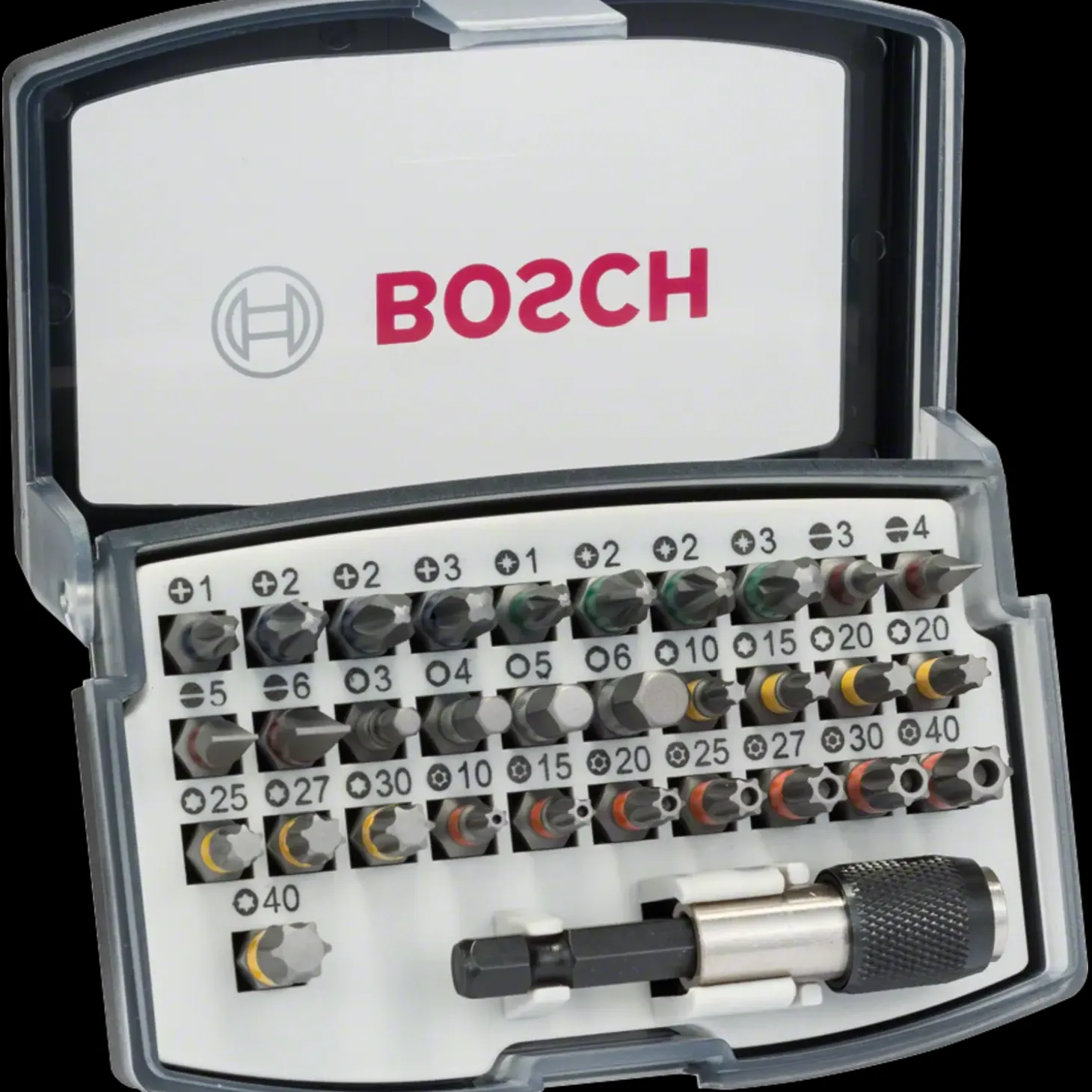 Bosch Skruetrækkerbitsæt PH, PZ, H, T og 'Quick Change'-universalholder, 32 dele