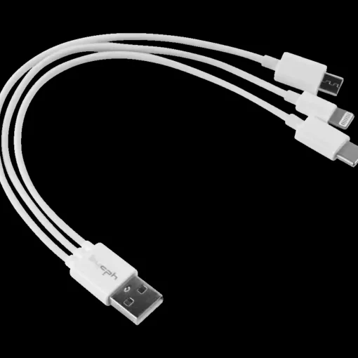 Bycph Kabel - USB til 3-i-1 USB-C/Micro-USB/Lightning, 0,2 m