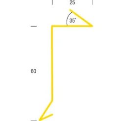 Bygtjek løskant sort 45x25x1000 mm