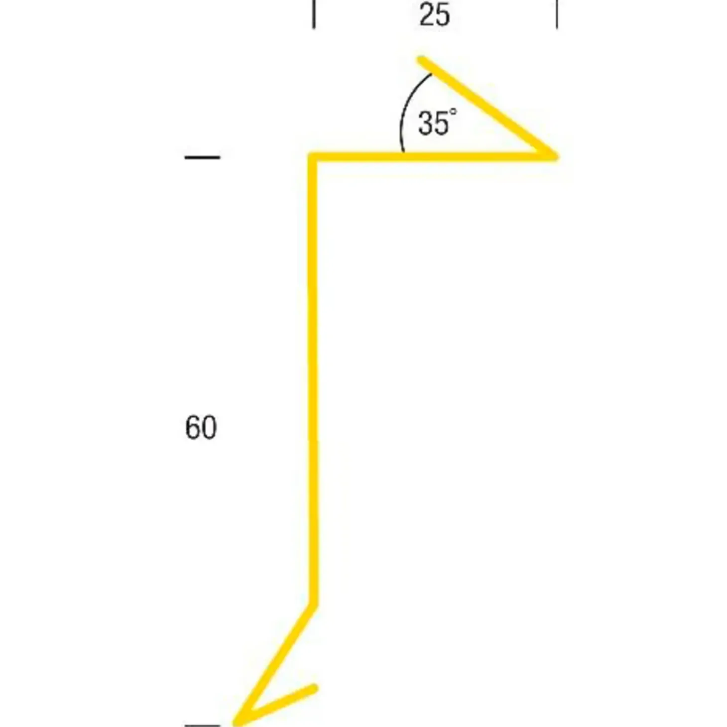 Bygtjek løskant sort 45x25x1000 mm