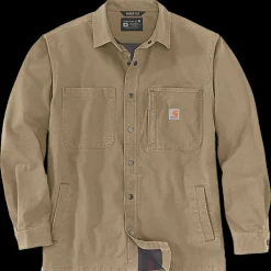 Carhartt canvas fleece foret skjortejakke dark khaki str. S