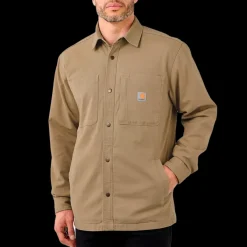 Carhartt canvas fleece foret skjortejakke dark khaki str. S
