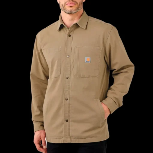Carhartt canvas fleece foret skjortejakke dark khaki str. S