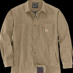 Carhartt canvas fleece foret skjortejakke dark khaki str. S