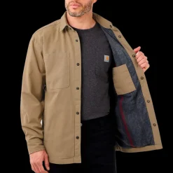 Carhartt canvas fleece foret skjortejakke dark khaki str. S