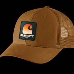 Carhartt canvas mesh back C patch kasket brun onesize