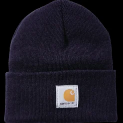 Carhartt strikhue med logo marineblå