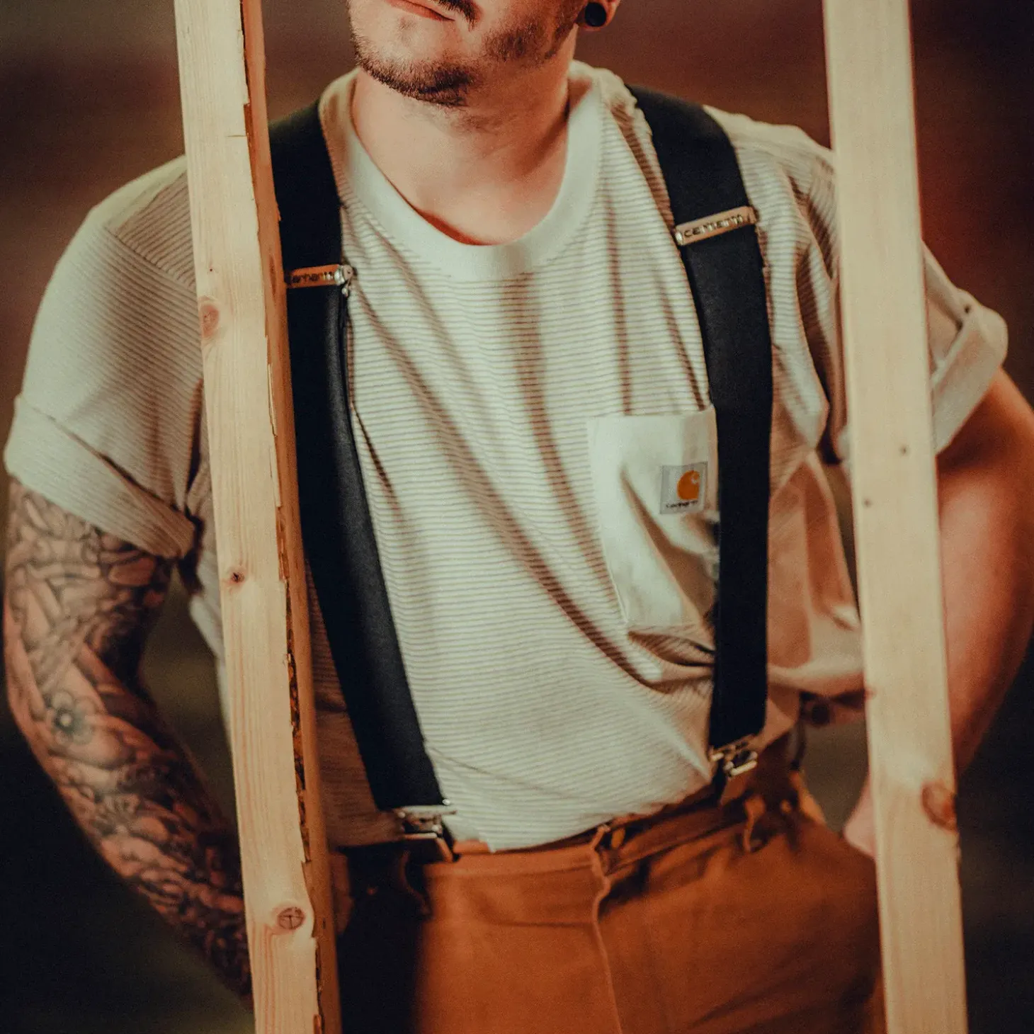 Charhartt relaxed S/S pocket stripe t-shirt lys str. XL