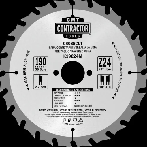 CMT savklinge Contractor 190x2,2x30 Z24W 10 stk pk