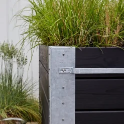 Cubic Blomsterkasse med hjul 120x50x45 cm sort