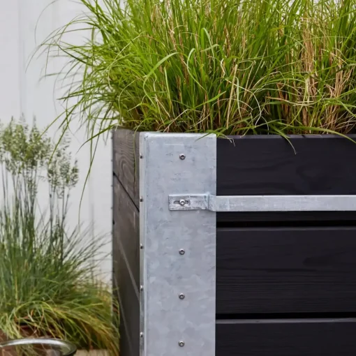 Cubic Blomsterkasse med hjul 120x50x45 cm sort
