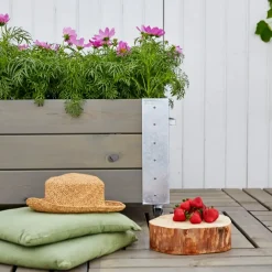 Cubic Blomsterkasse med hjul 120x50x45 cm gråbrun