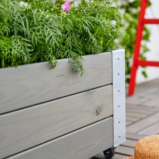 Cubic Blomsterkasse med hjul 120x50x45 cm gråbrun