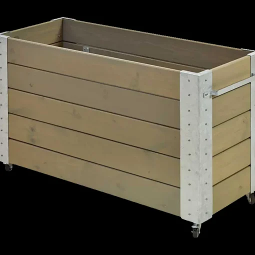 Cubic Blomsterkasse med hjul 120x50x45 cm gråbrun