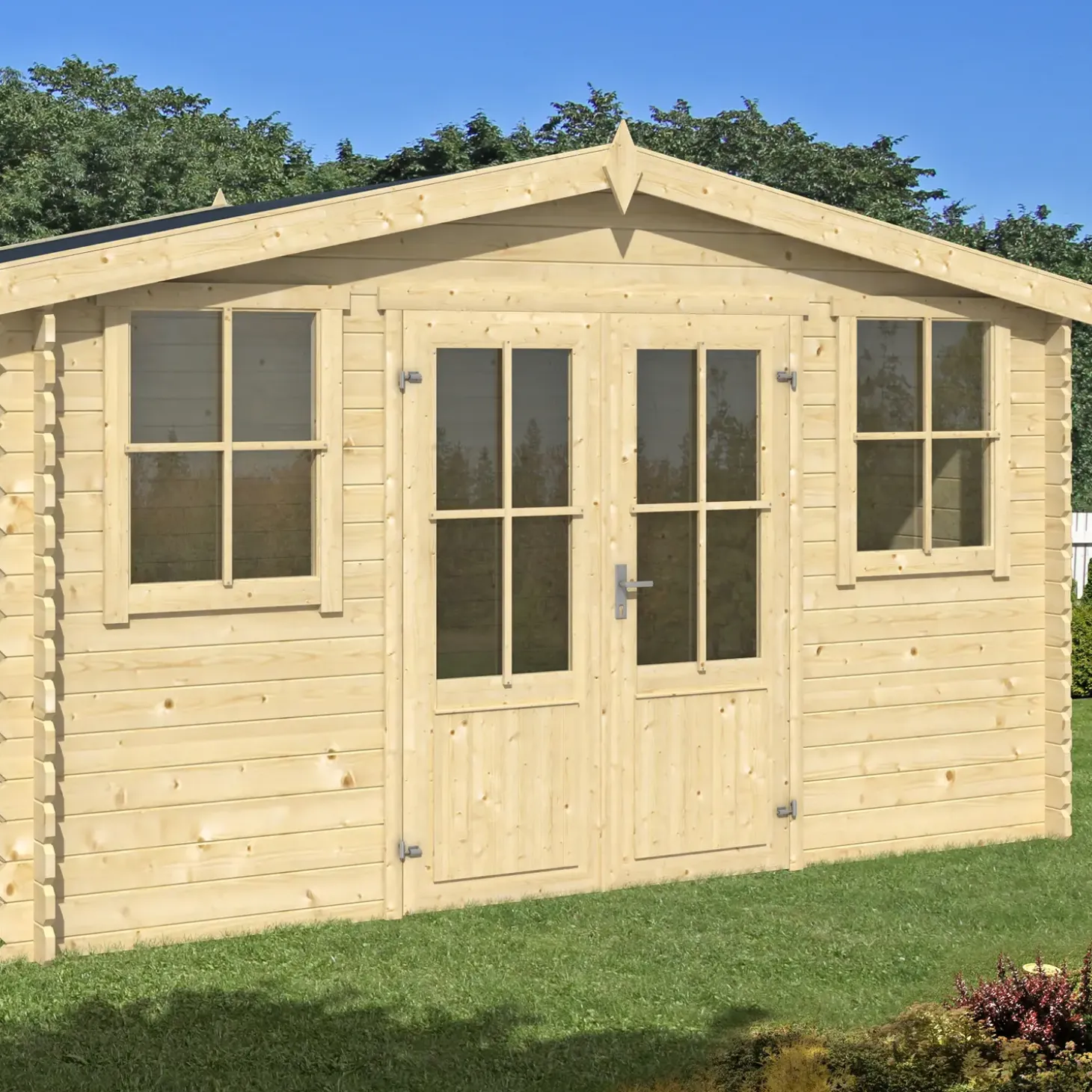 Dallas hytte med dobbeltdør og vinduer, 10,62 m²