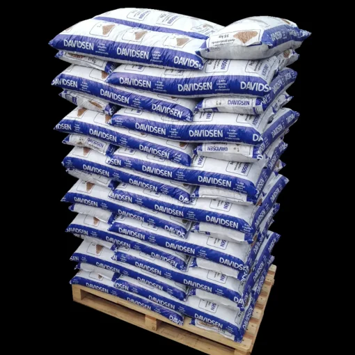 Davidsen træpiller 8 mm - palle med 900 kg / 60 poser á 15 kg