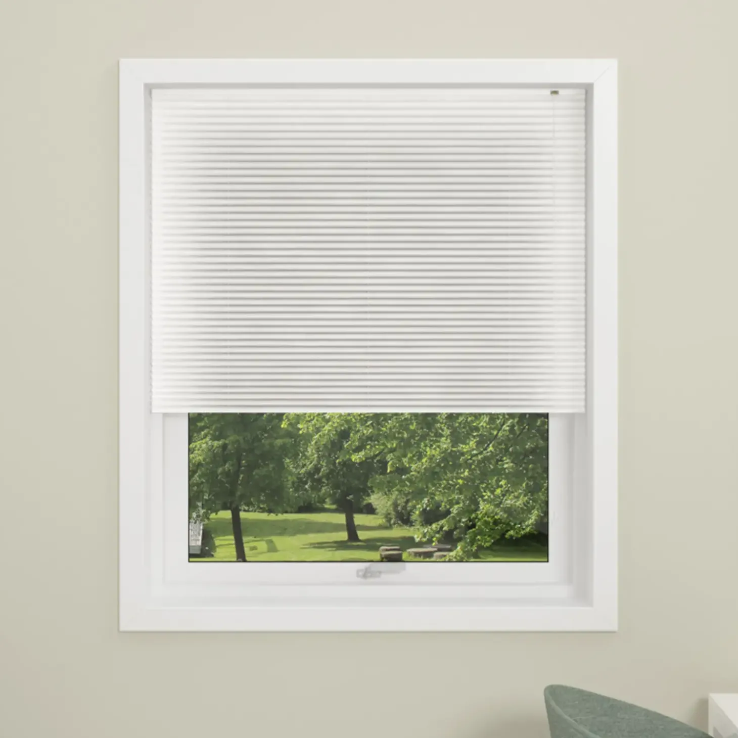 Debel plisségardin London, hvid 60x130 cm.