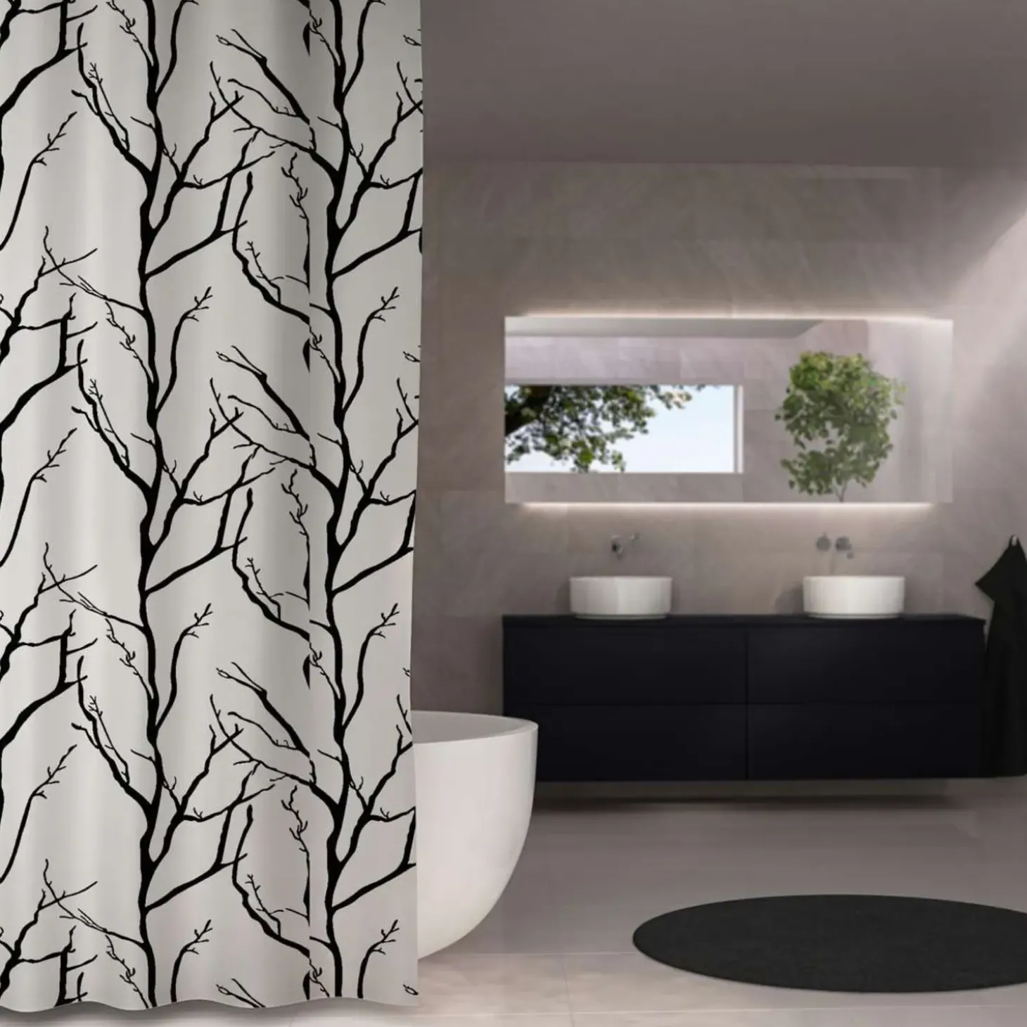 Debel Tree badeforhæng 180x200 cm grå