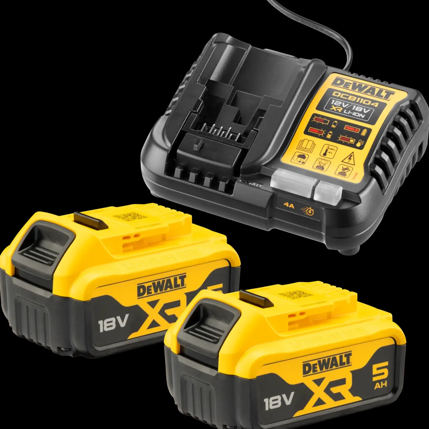 DeWalt DCB1104P2-QW batterisæt 18V XR inkl. 2x5,0 Ah batteri og lader