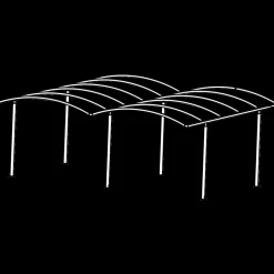 Dobbelt stålcarport 6020x5200 mm med buet termotag