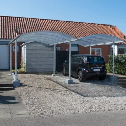 Dobbelt stålcarport 6020x5200 mm med buet termotag