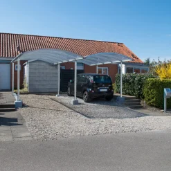 Dobbelt stålcarport 6020x5200 mm med buet termotag
