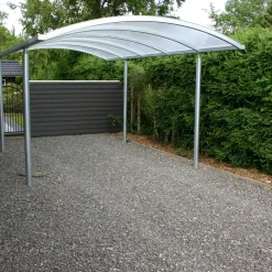 Dobbelt stålcarport 6020x5200 mm med buet termotag