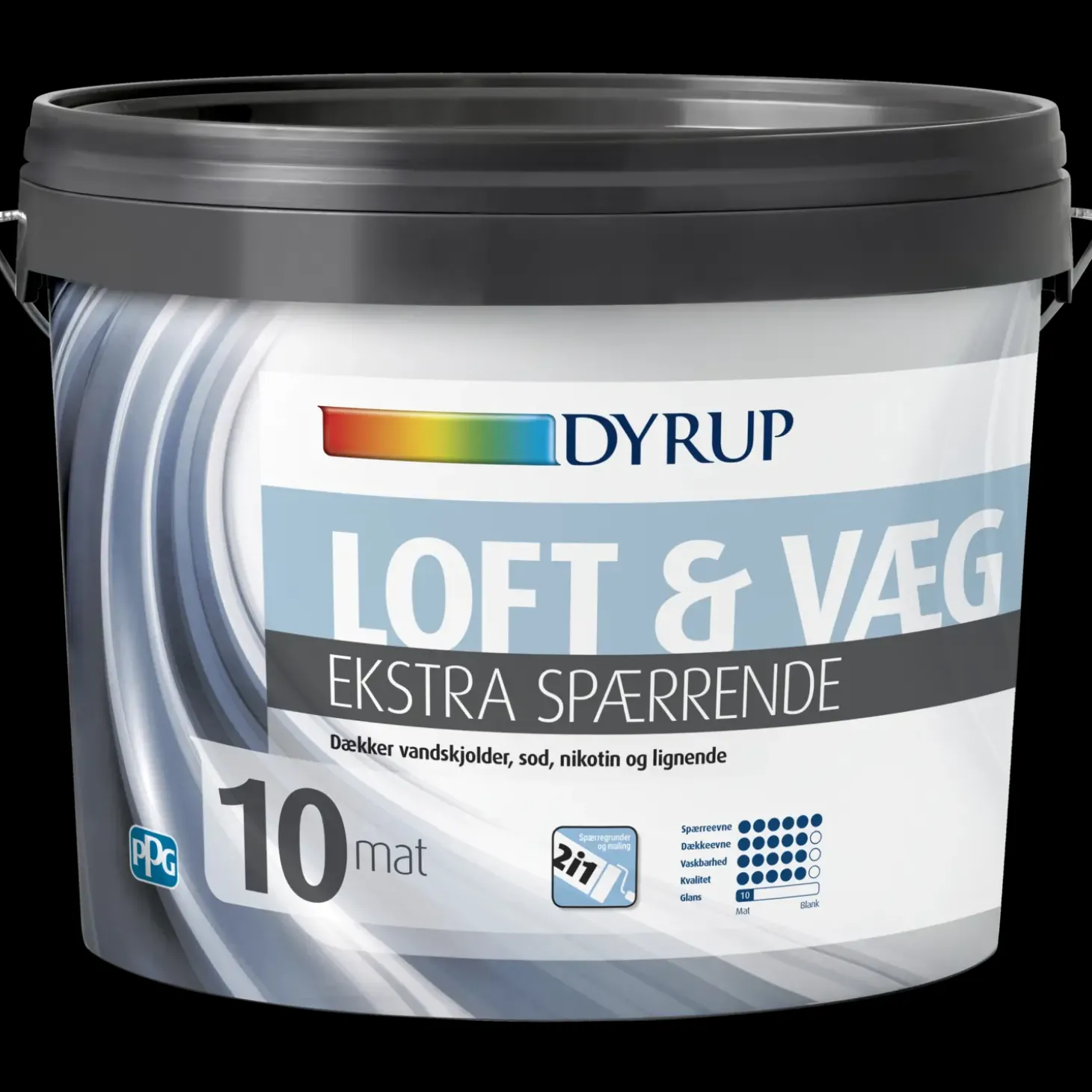 Dyrup loft og vægmaling ekstra spærrende 10 hvid 4,5 L