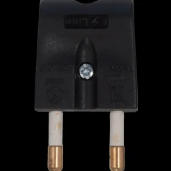 E-Line + stikprop flad sort 230V 16A