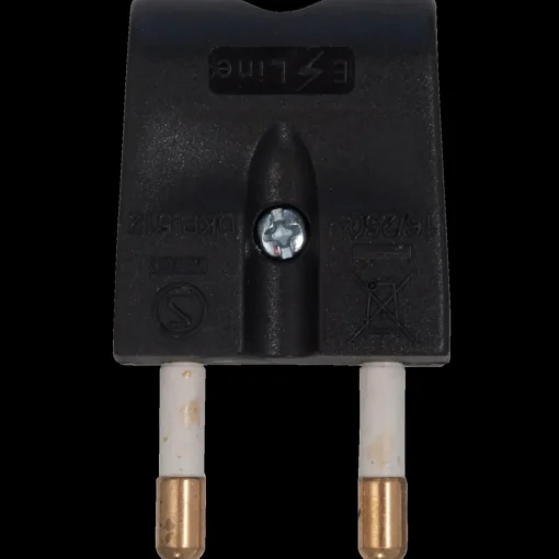 E-Line + stikprop flad sort 230V 16A