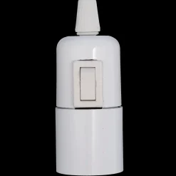 E-Line fatning E27 m/afbryder glat hvid