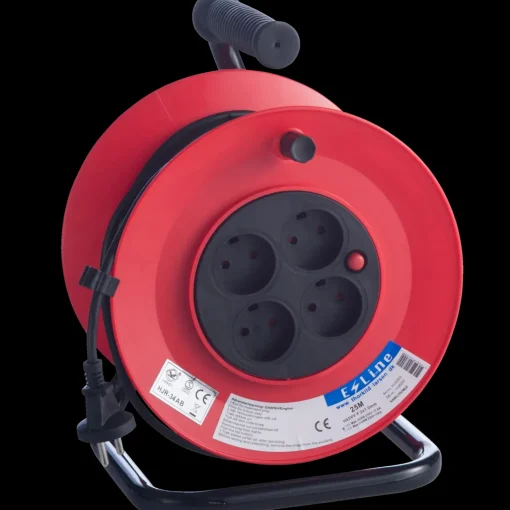 E-Line kabeltromle med 4 udtag 25 m